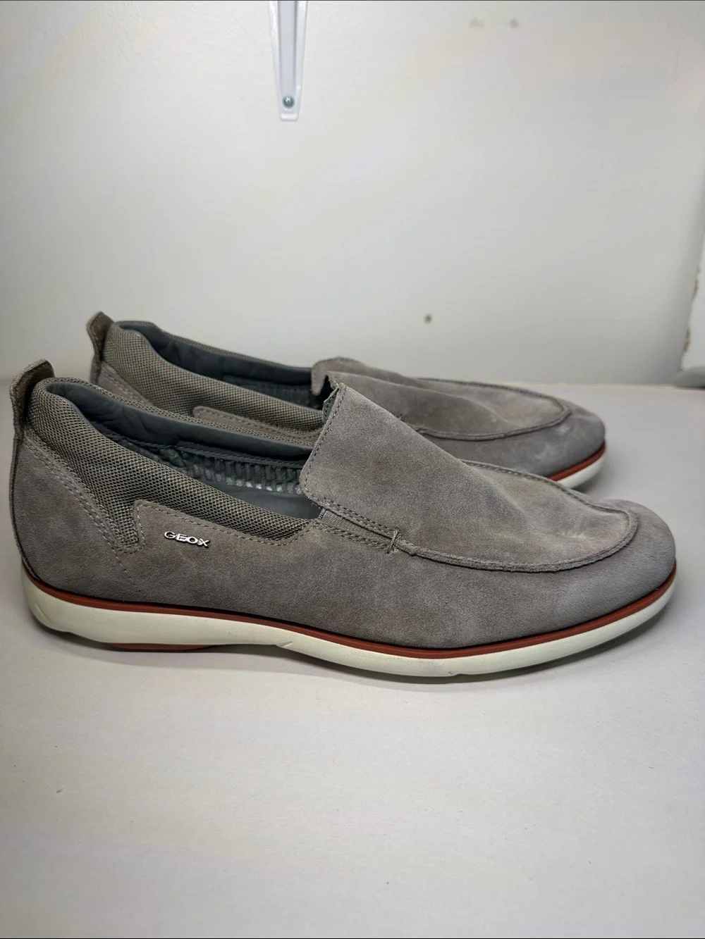 Geox Men's Suede Slip-On Loafers — Light Gray